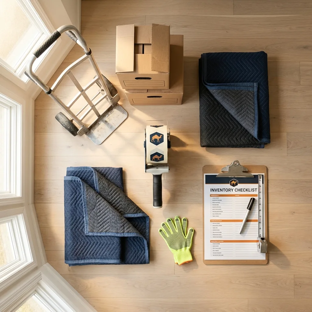 Professional moving supplies and packing materials layout for Sammamish residential relocations